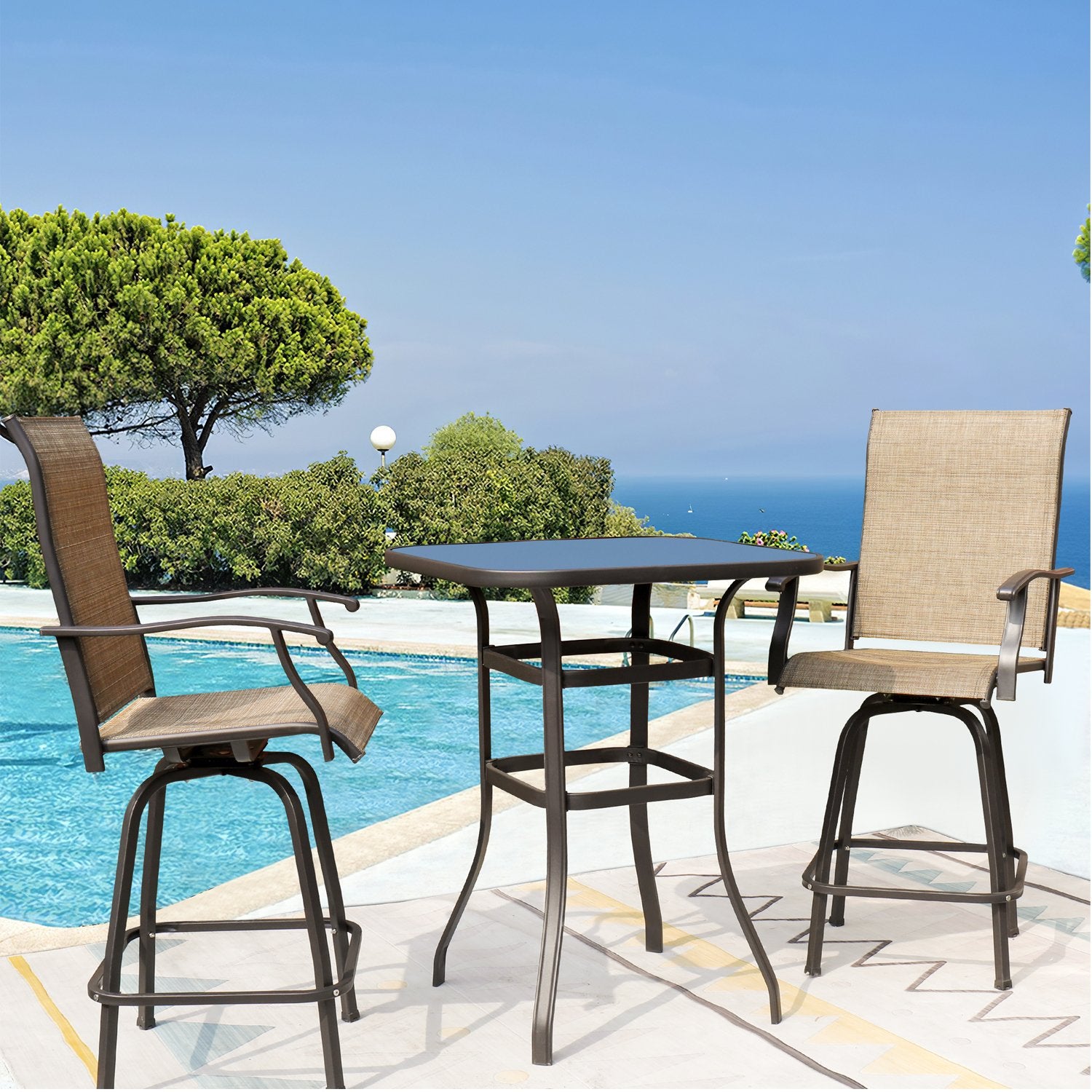 homall-bar-stool-bistro-set-bartisch-3-teilig-beige-metall image 2
