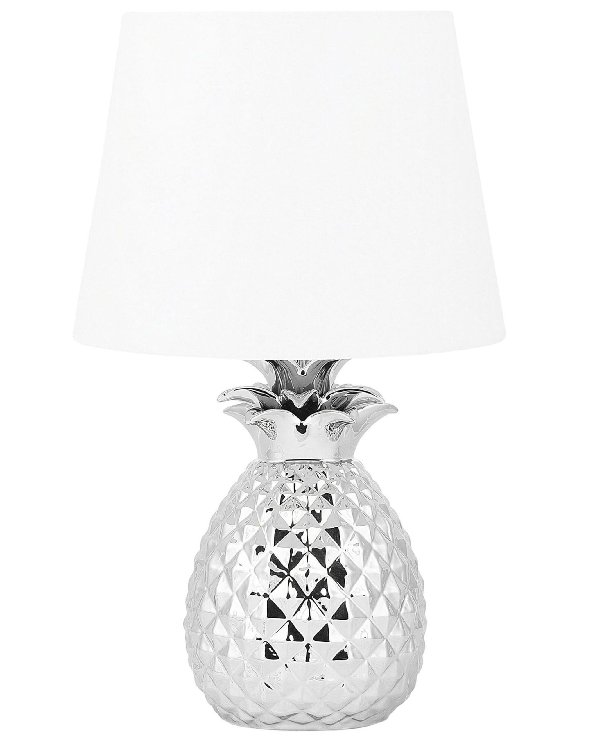 beliani-ananas-tischleuchte-silber-wei-keramik-52-cm image 1