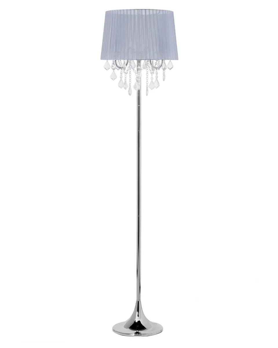 beliani-evans-stehlampe-grau-stoffschirm-kristall-glamour image 1