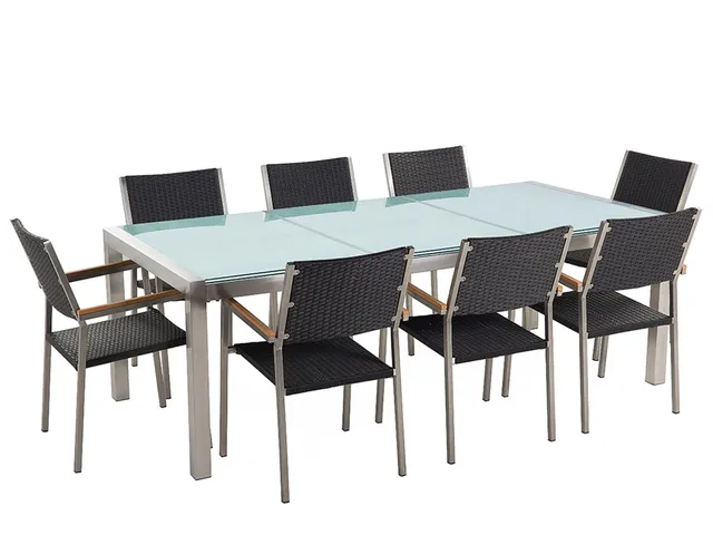 beliani-grosseto-gartenset-8-sitzer-schwarz-220-cm-rattan image 1