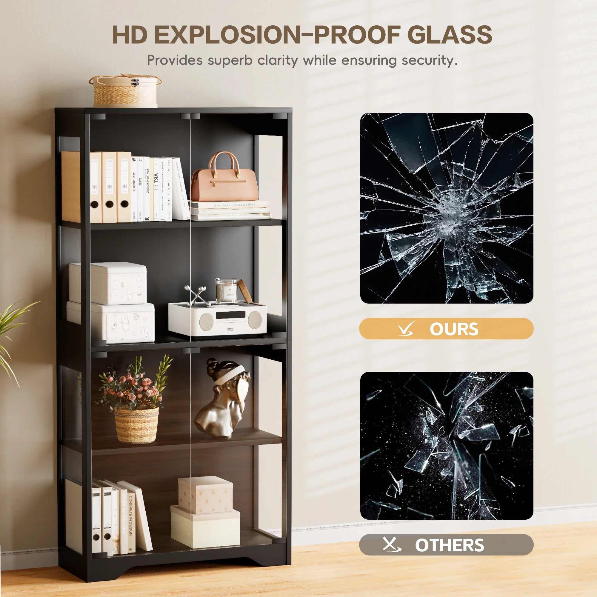 homall-shelf-vitrine-schwarz-4-f-cher-mit-led image 5