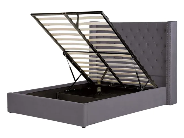 beliani-lubbon-polsterbett-140x200-grau-samt-mit-bettkasten image 1