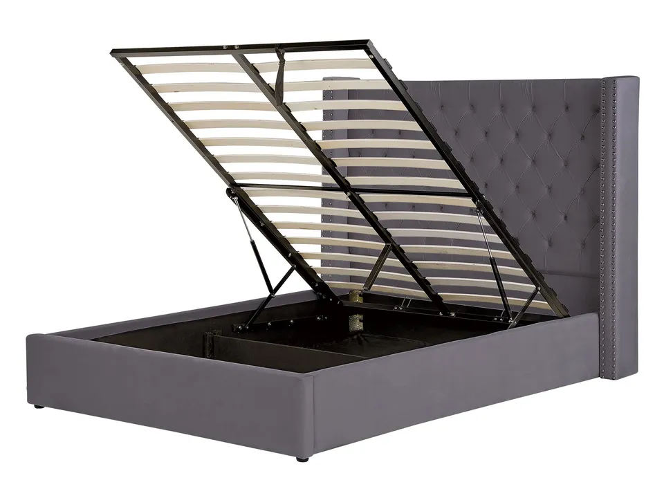 beliani-lubbon-polsterbett-140x200-grau-samt-mit-bettkasten image 1