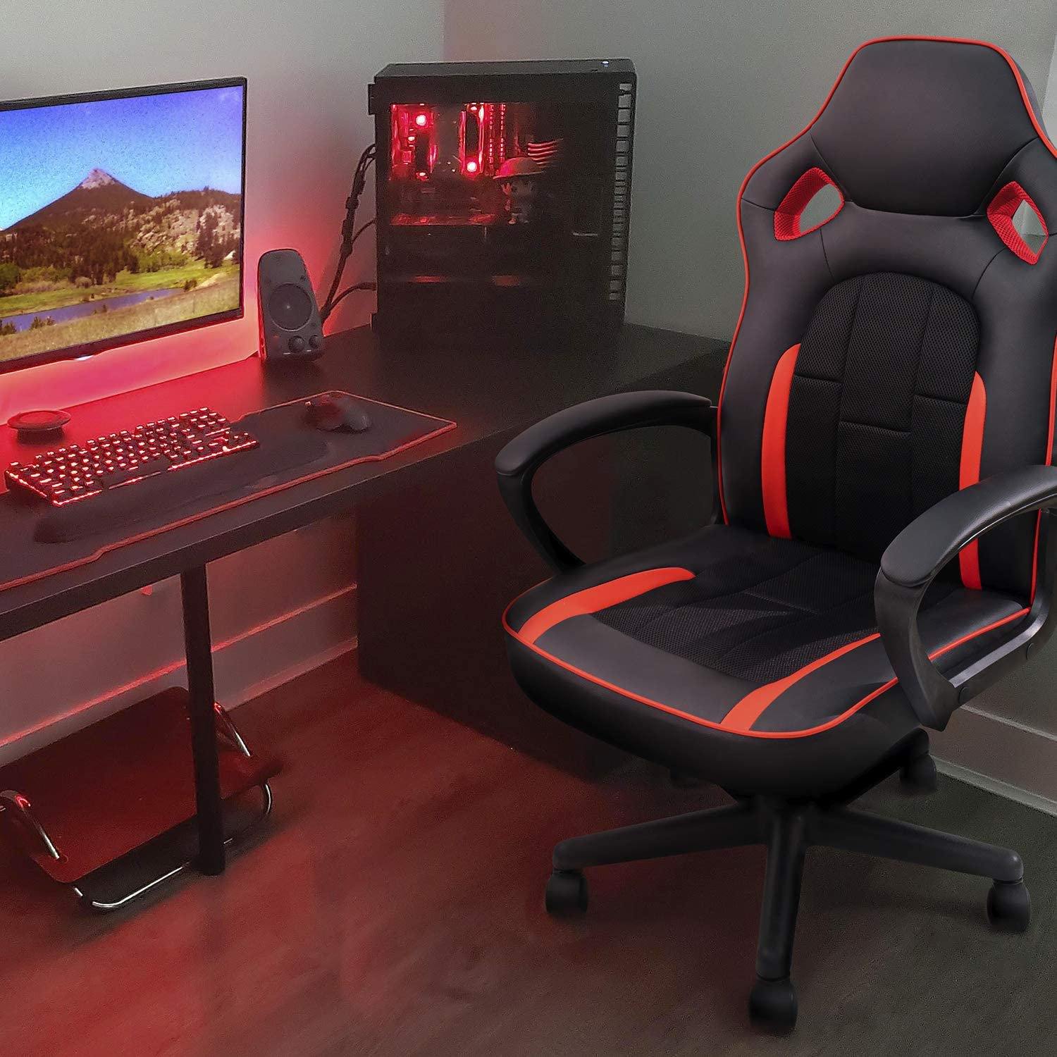 homall-gaming-stuhl-gaming-chair-b-rostuhl-grau-leder image 3