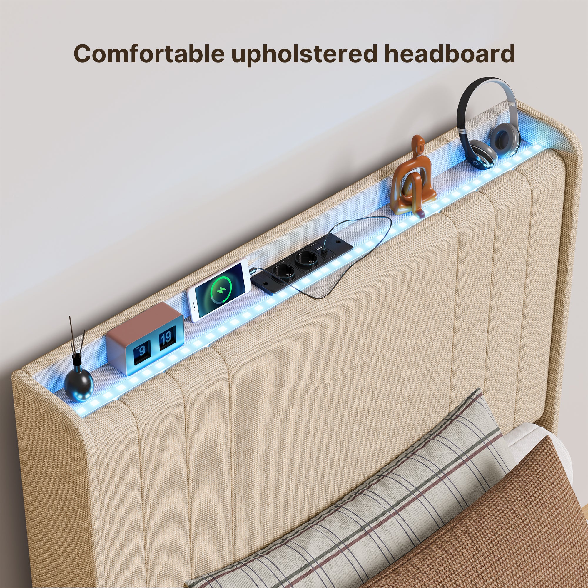 bealife-bf28-einzelbett-90x200-beige-mit-led-und-ladestation image 6