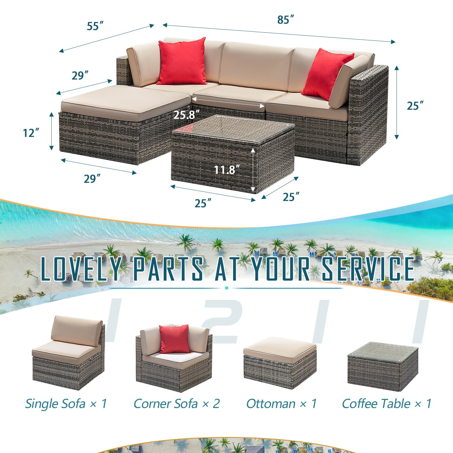 homall-patio-furniture-gartenlounge-5-teilig-grau-mit-glastisch image 6