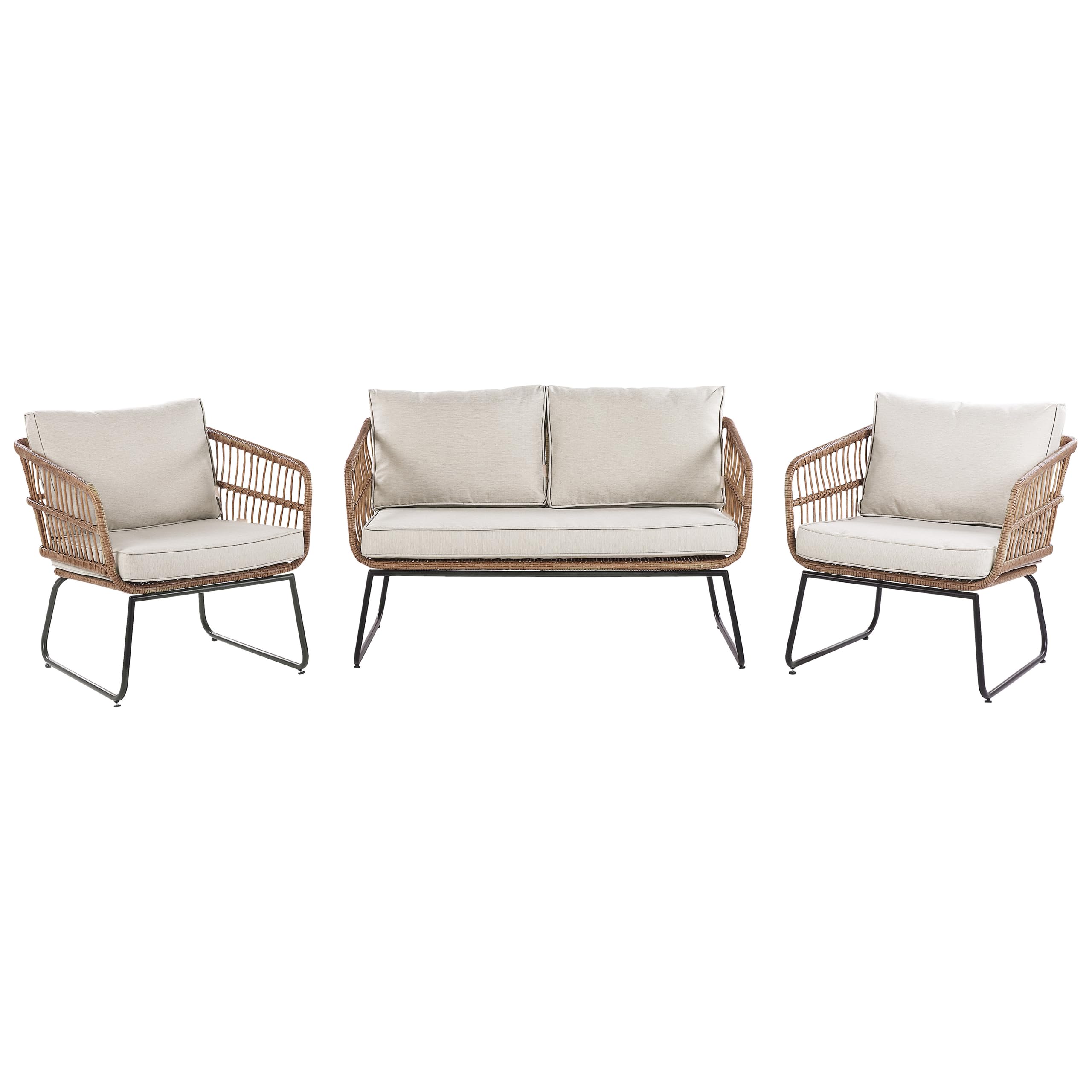 beliani-ravello-sitzgruppe-polyrattan-beige-4-personen-mit-tischen image 4
