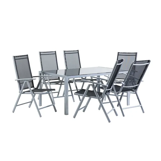 beliani-catania-gartenset-160-cm-6-st-hle-schwarz-glas image 1
