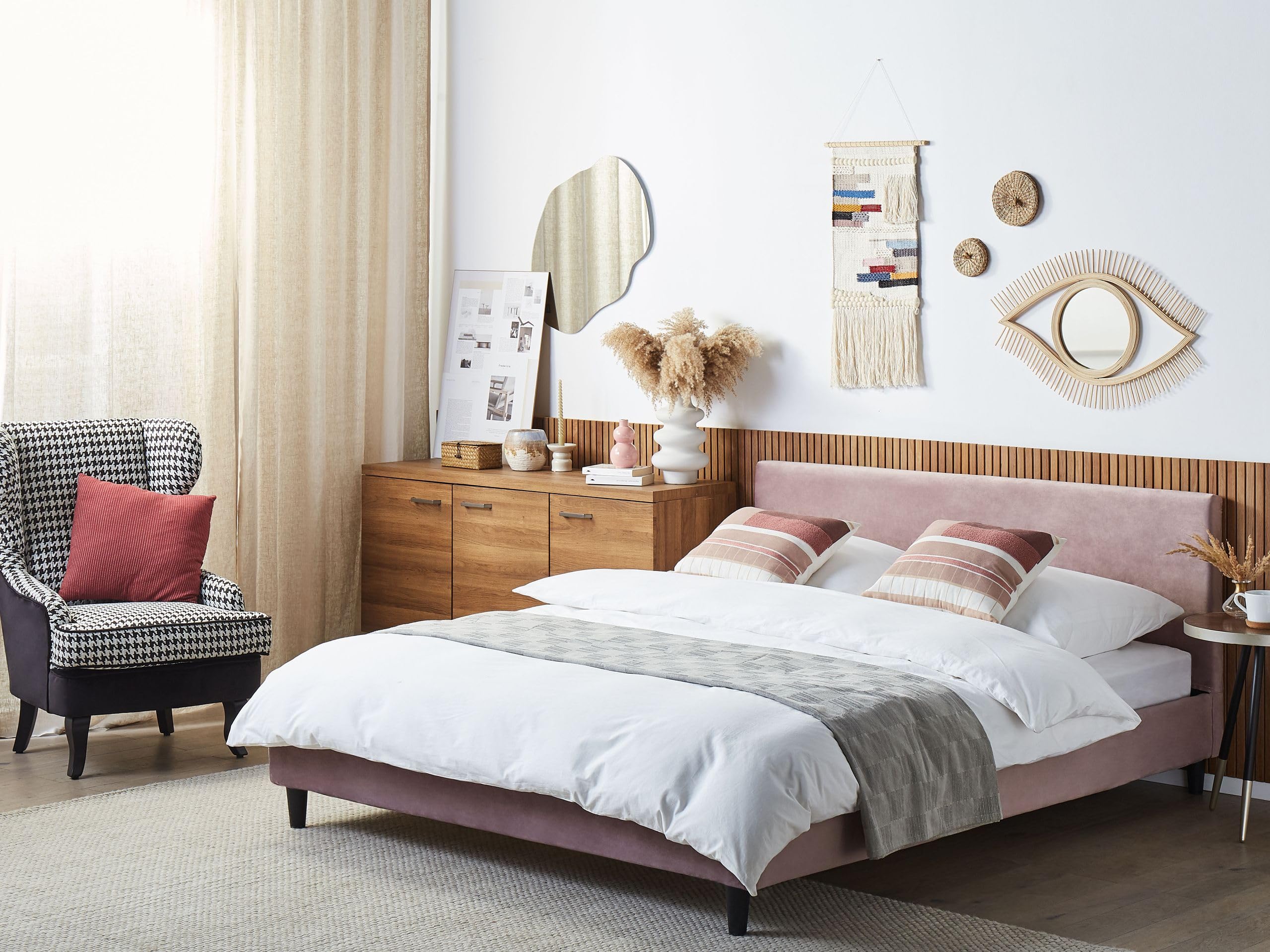 beliani-fitou-samtbett-160x200-rosa-mit-abnehmbarem-bezug image 2
