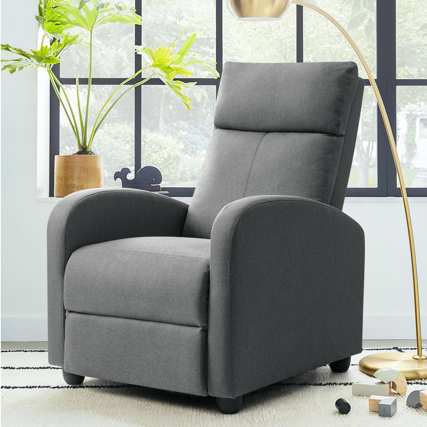 homall-recliner-chair-relaxsessel-stoff-verstellbar-grau image 2