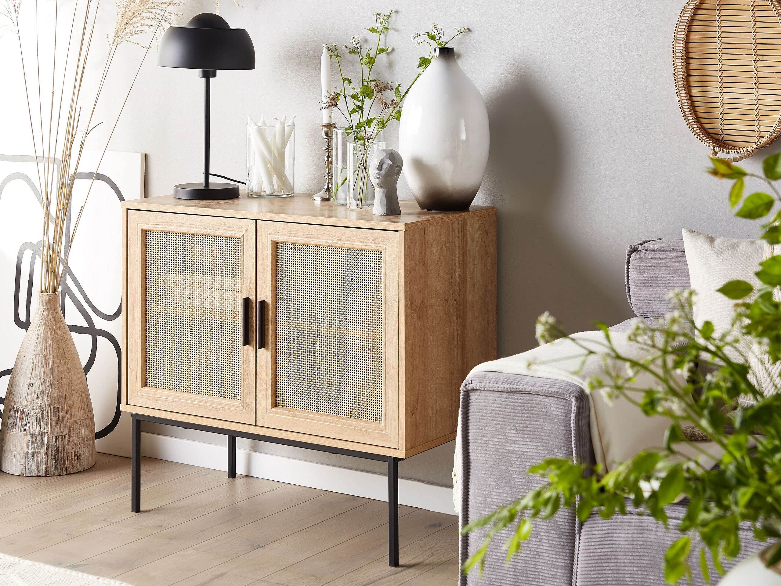beliani-pasco-sideboard-80x40x72-rattan-holz-hell image 2