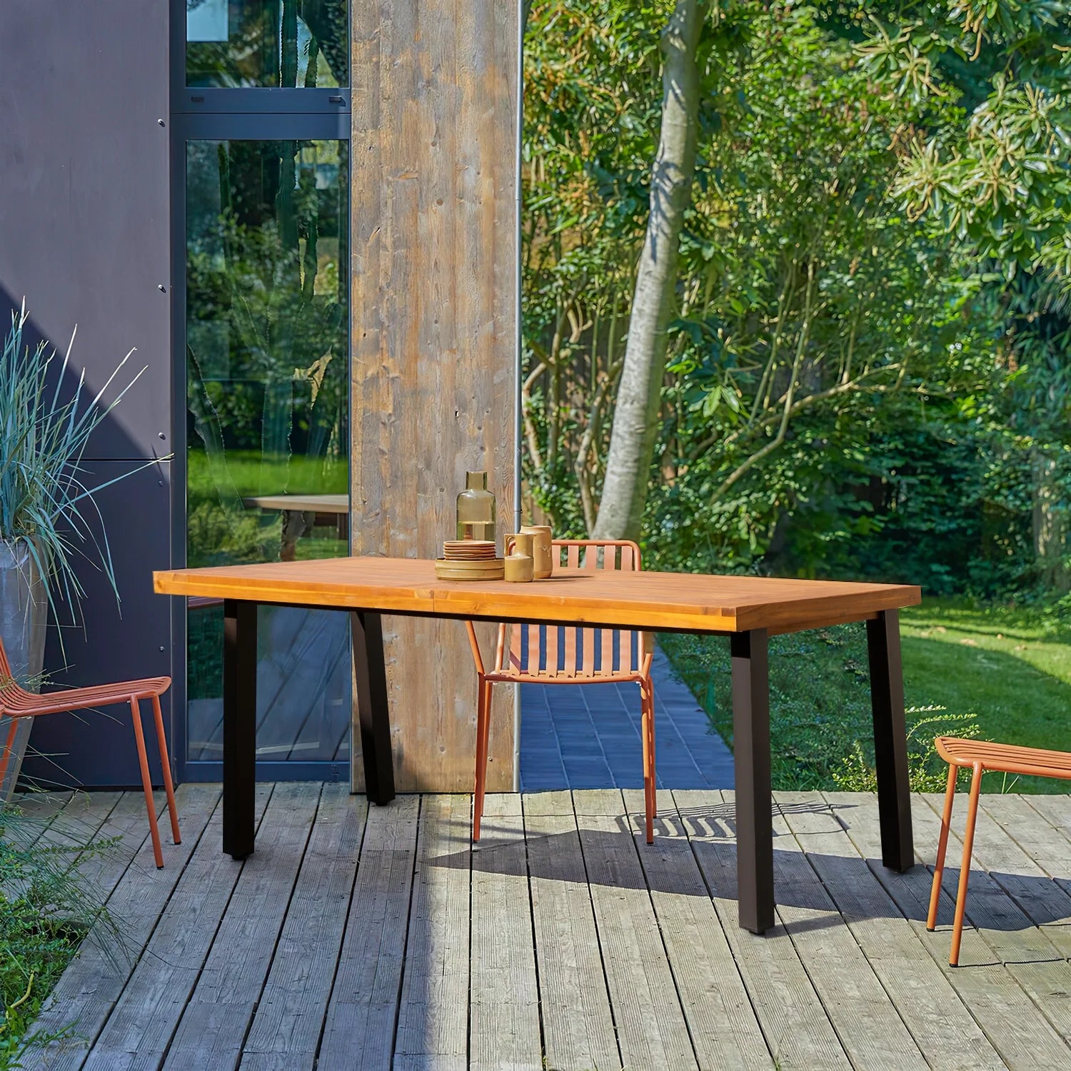 homall-metal-chair-barstool-esstisch-akazie-6-personen image 3