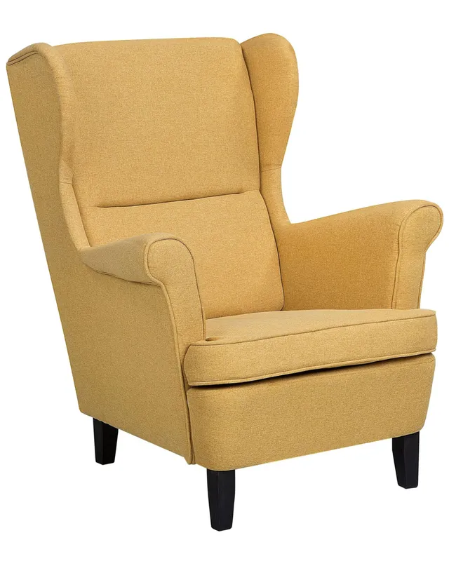 beliani-abson-ohrensessel-stoff-gelb-holzbeine-wingback image 1