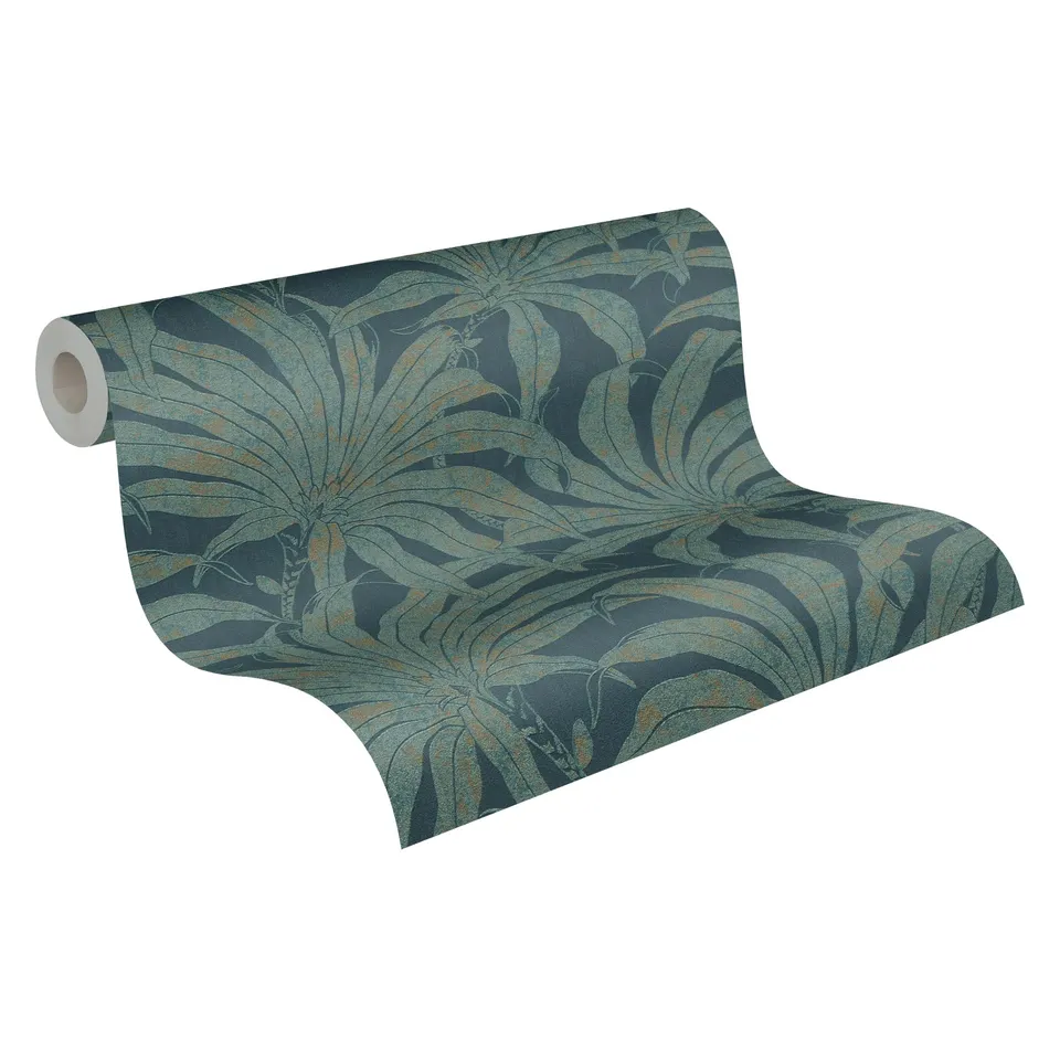 a-s-cr-ation-bl-tter-vliestapete-petrol-gold-blau-10-05-x-0-53-m image 1