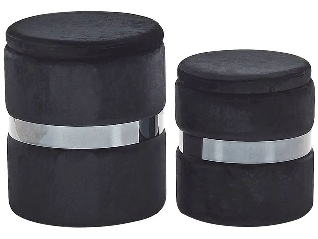 beliani-doris-pouf-samt-schwarz-2er-set-mit-stauraum image 1