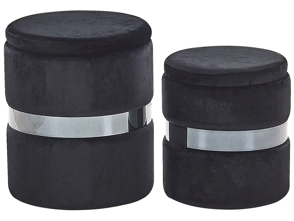 beliani-doris-pouf-samt-schwarz-2er-set-mit-stauraum image 1