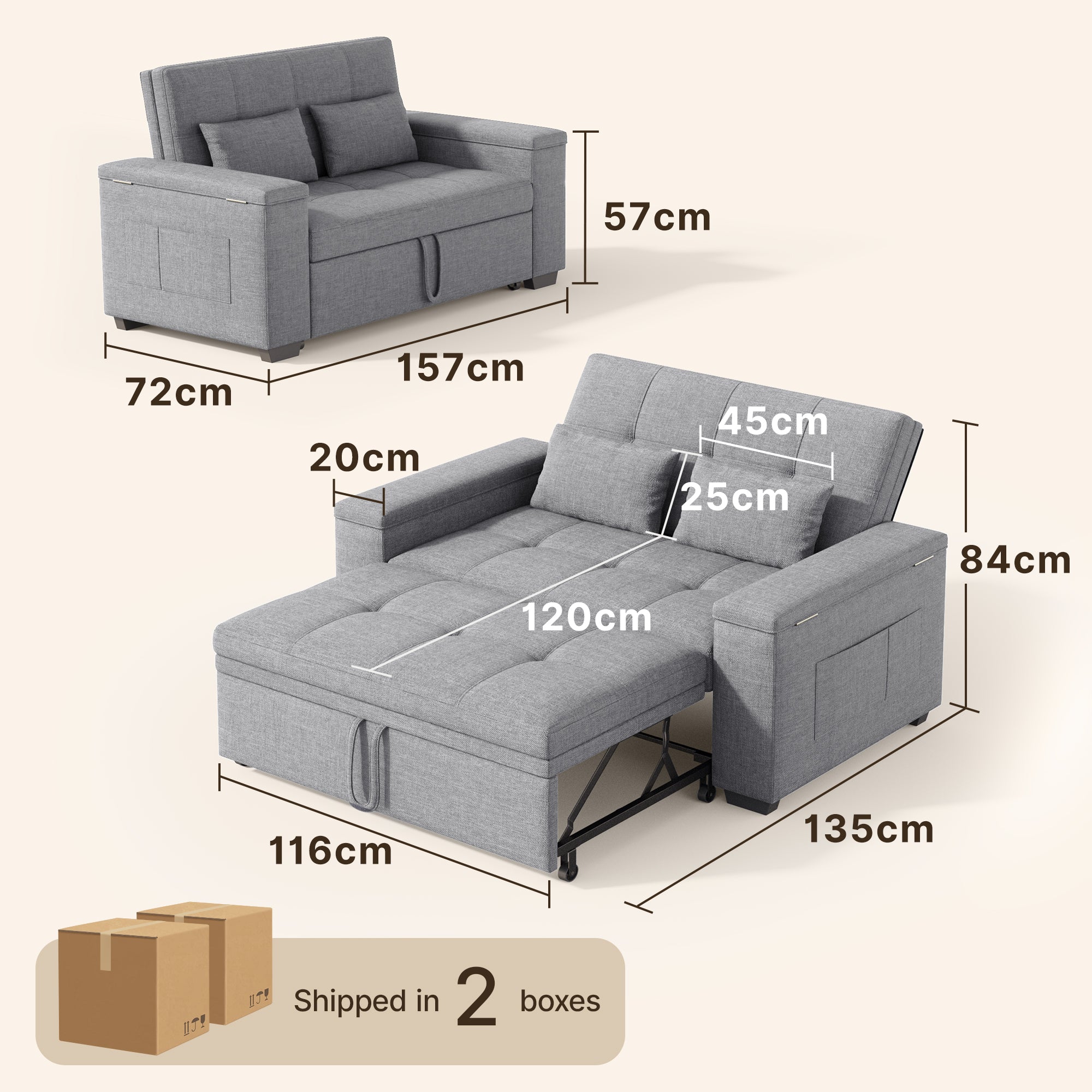 bealife-ar27-schlafsofa-3-in-1-grau-157-cm-mit-liegefunktion image 5