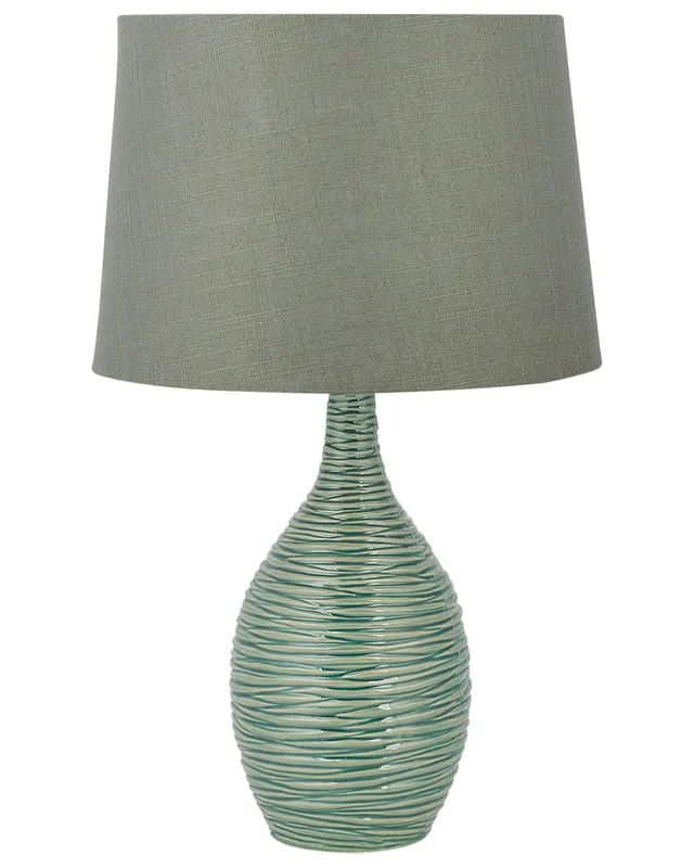 beliani-atsas-tischlampe-gr-n-keramik-stoffschirm image 1