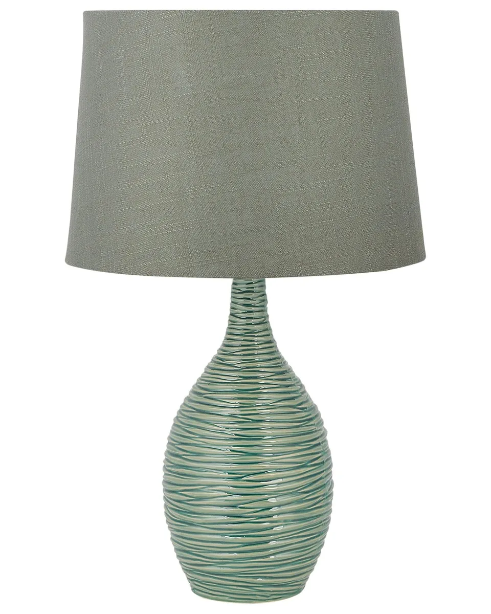 beliani-atsas-tischlampe-gr-n-keramik-stoffschirm image 1