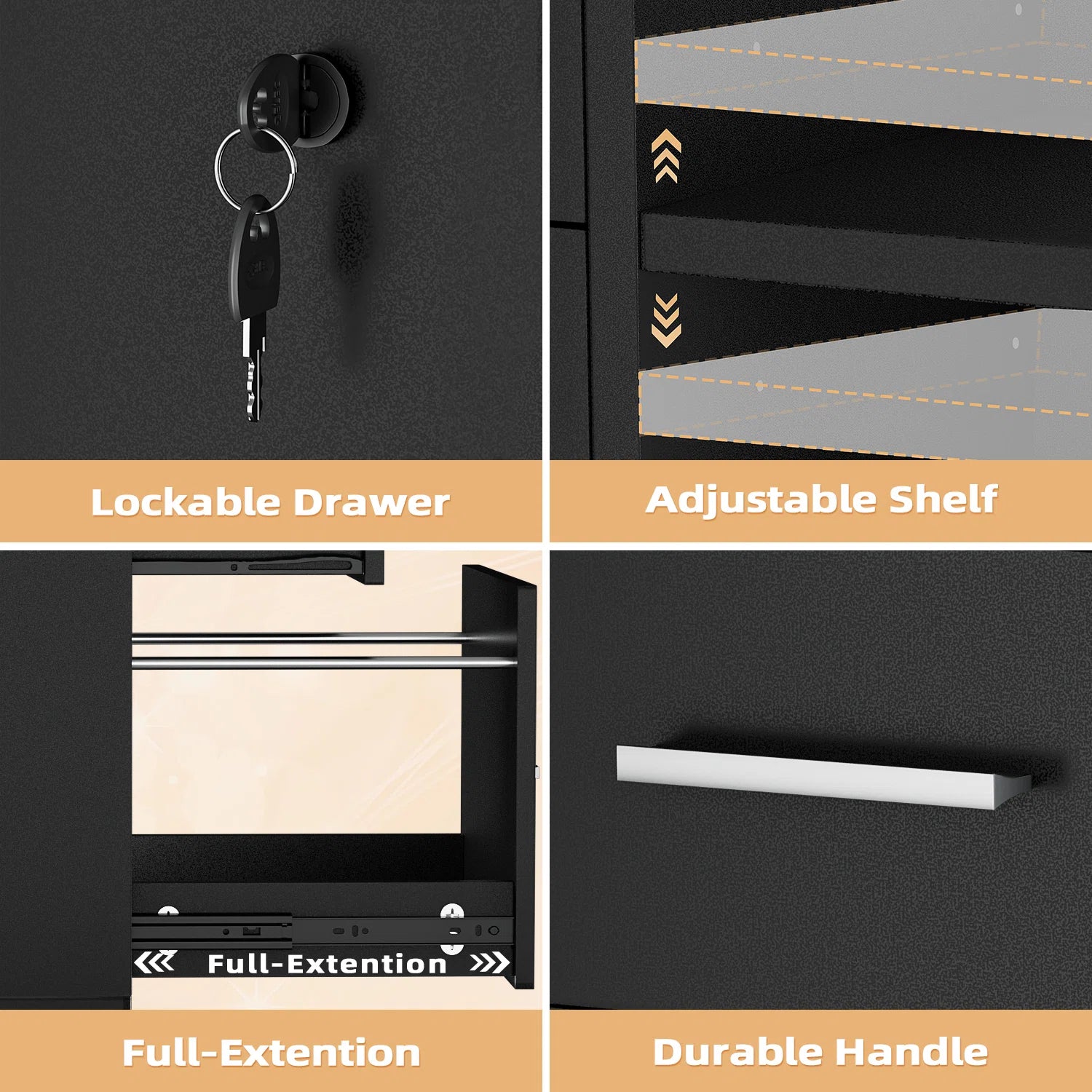 homall-shelf-aktenschrank-3-schubladen-schwarz-abschlie-bar image 4