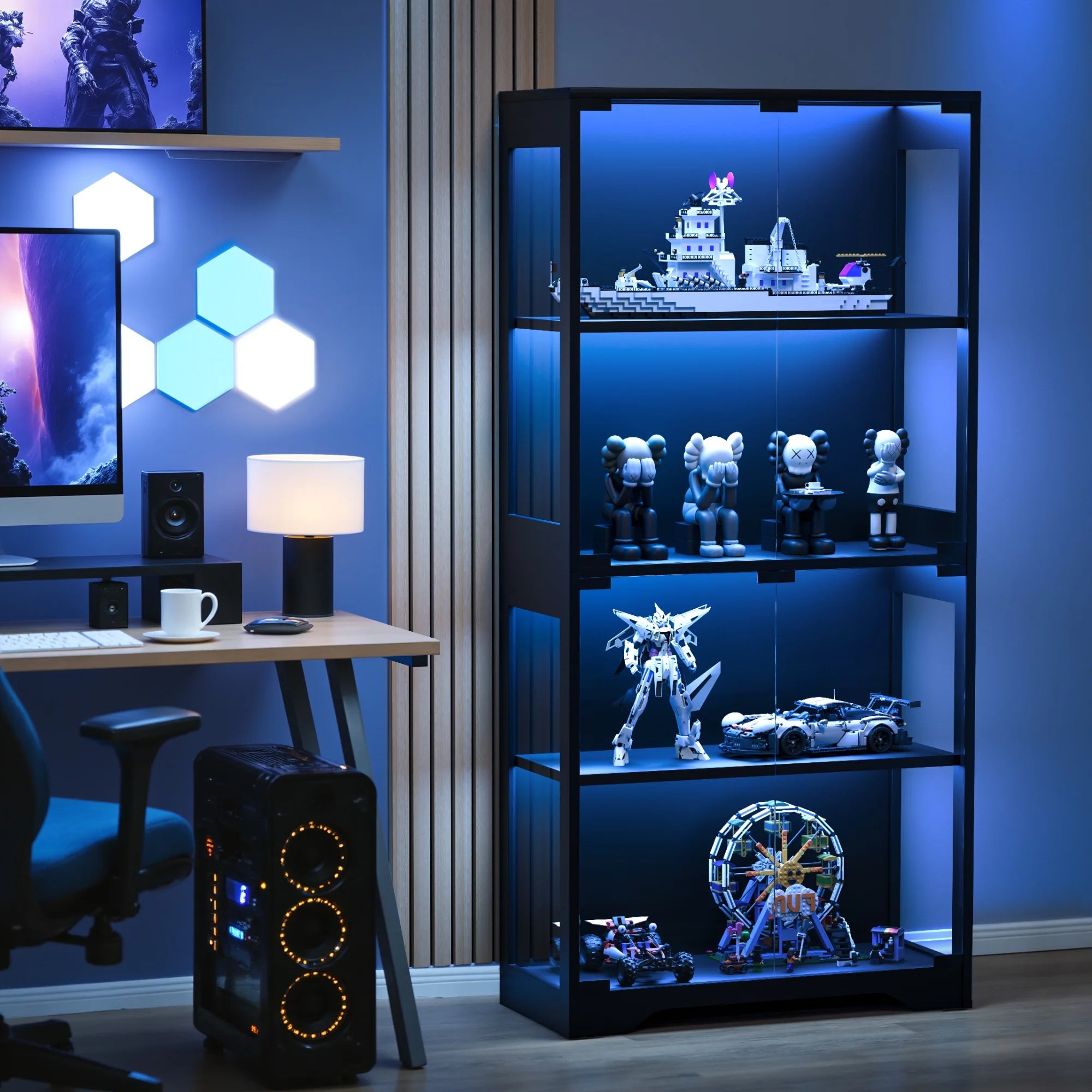 homall-shelf-vitrine-schwarz-4-f-cher-mit-led image 7