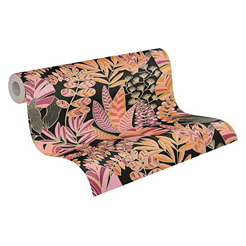 a-s-cr-ation-antigua-390953-vliestapete-schwarz-pink-bl-tter image 8