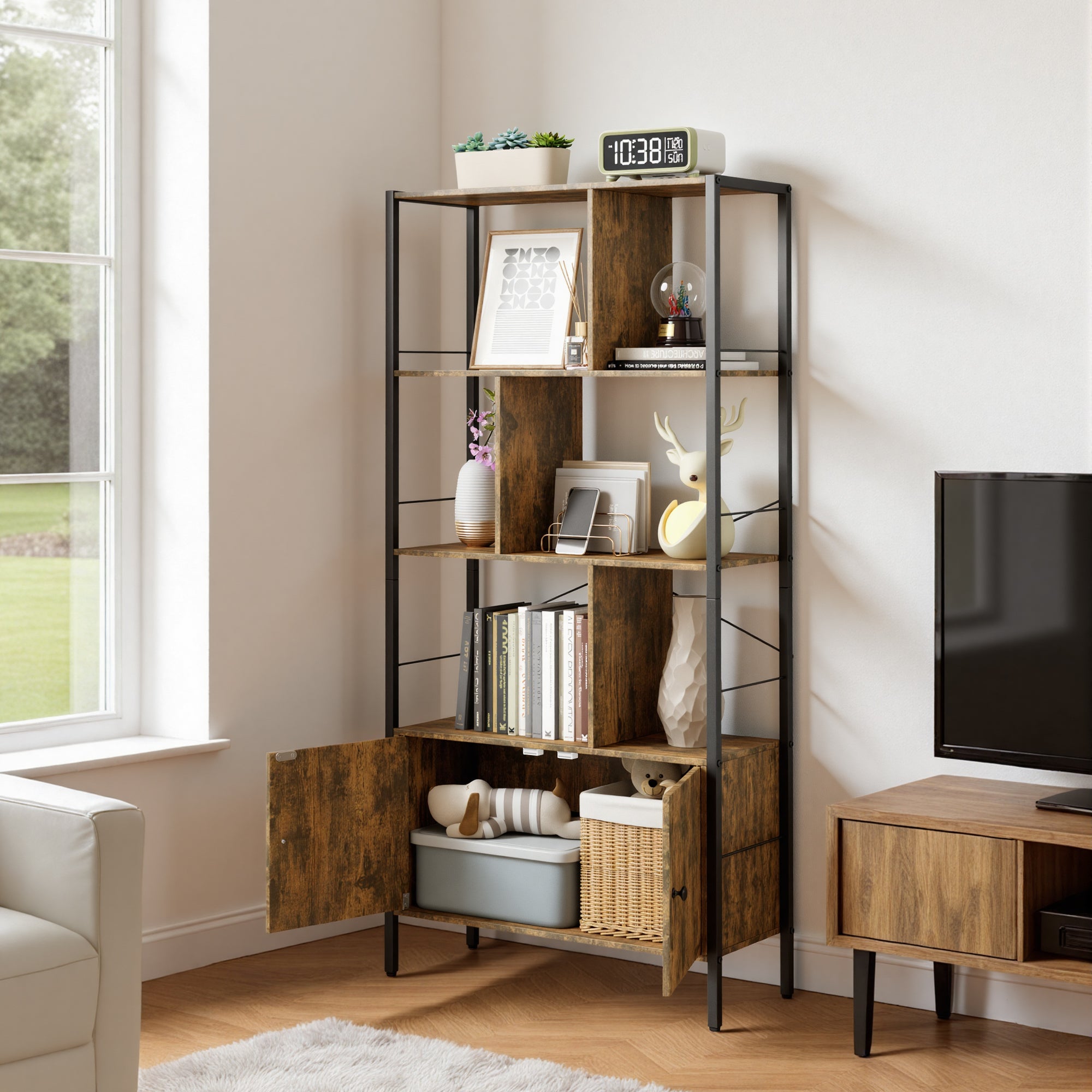 bealife-fs28-b-cherregal-mit-schrank-braun-industrial image 7
