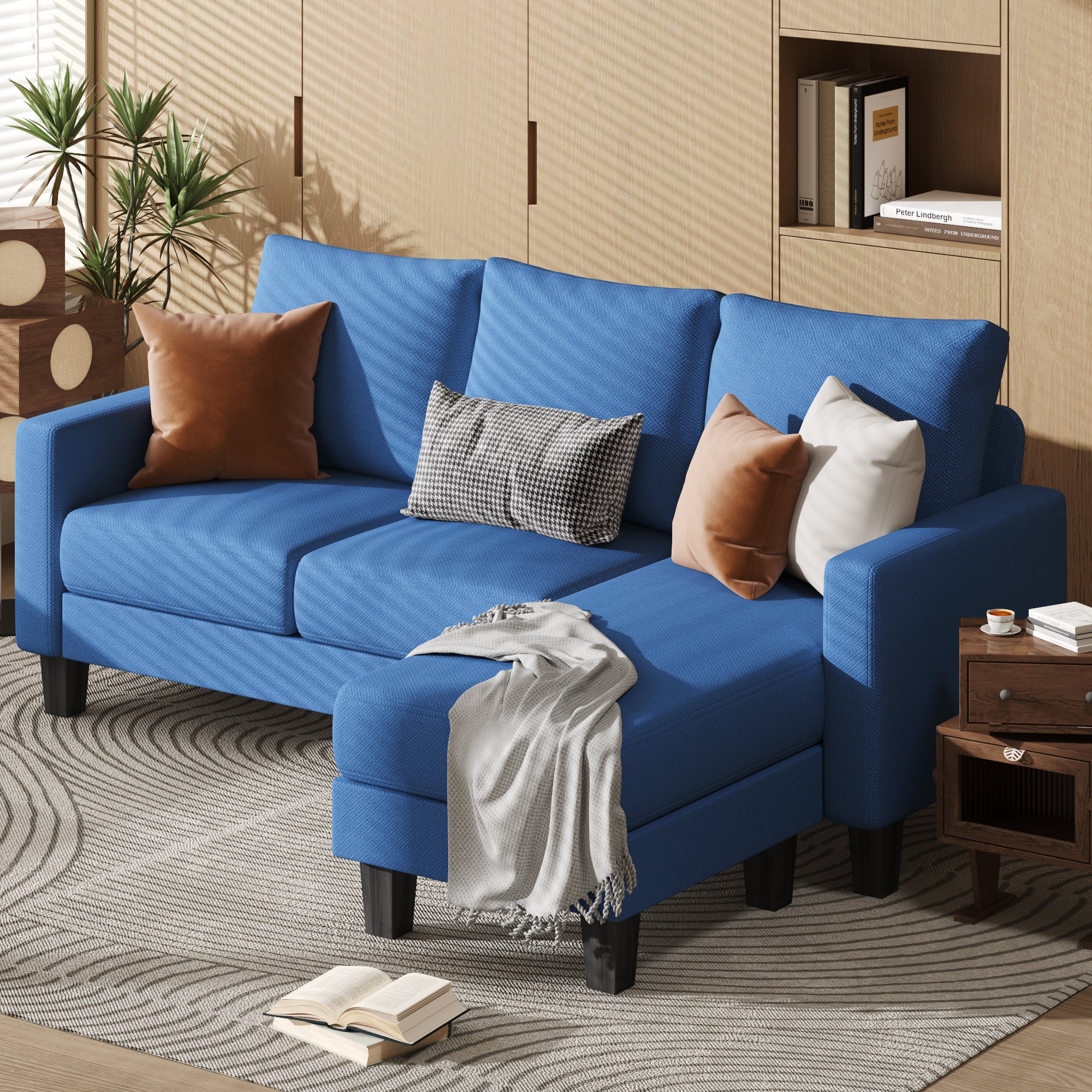 homall-sofa-ecksofa-stoff-grau-3-sitzer-mit-chaiselongue image 4