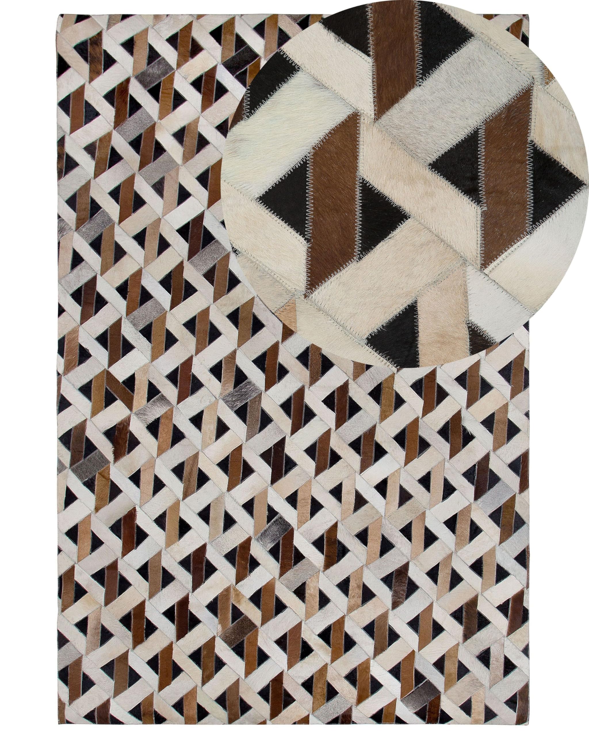 beliani-tuglu-teppich-160x230-cm-braun-grau-leder-zickzack image 1
