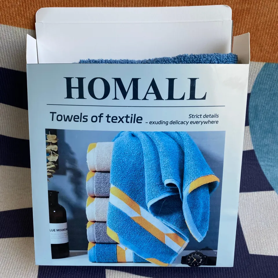 homall-shelf-handtuchset-5-tlg-baumwolle-blau-hotelweichheit image 1
