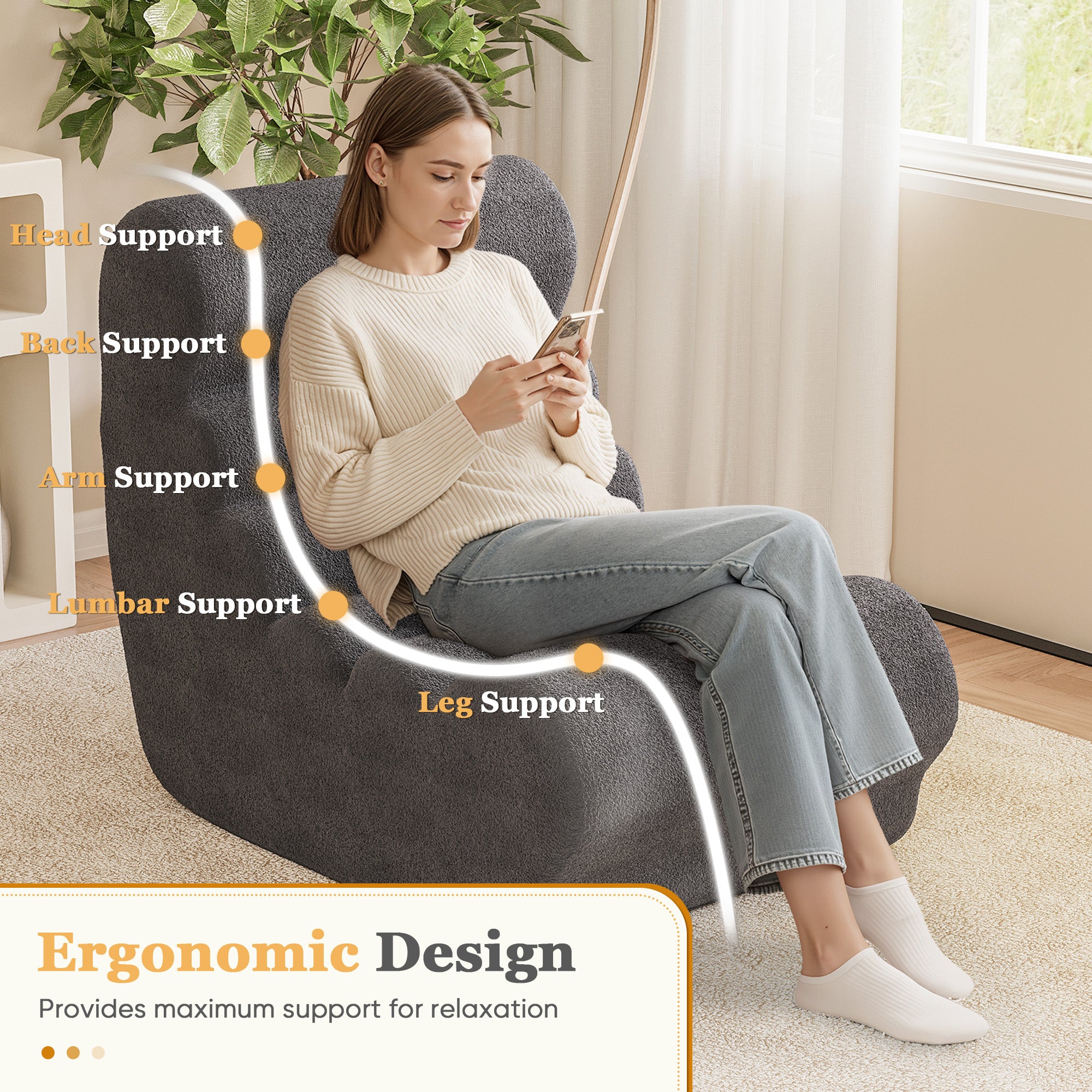 homall-sofa-teddy-sitzsack-sessel-pl-sch-grau image 8