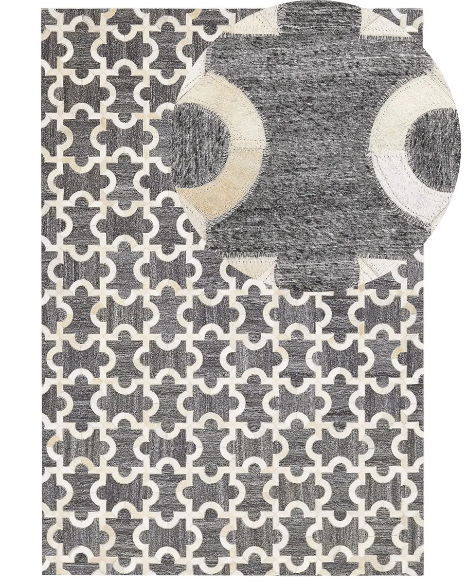 beliani-yedisu-teppich-leder-patchwork-140x200-grau-beige image 1