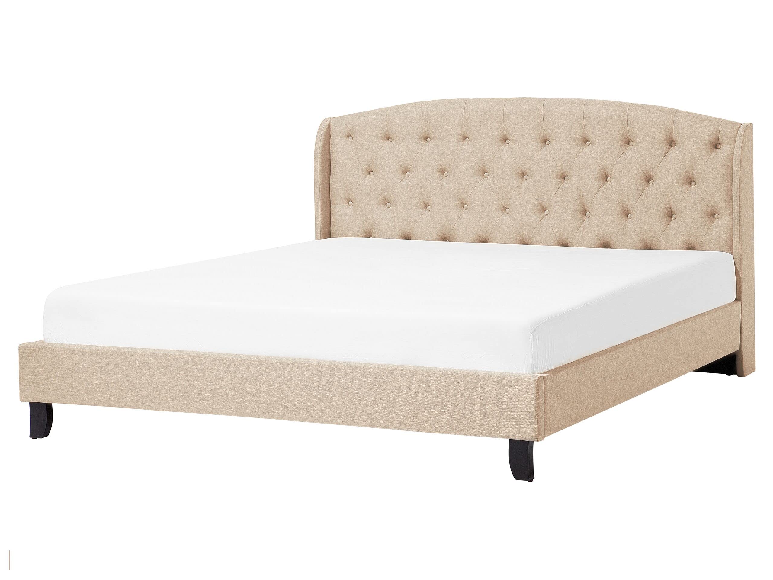 beliani-bordeaux-polsterbett-160x200-beige-leinenoptik image 1