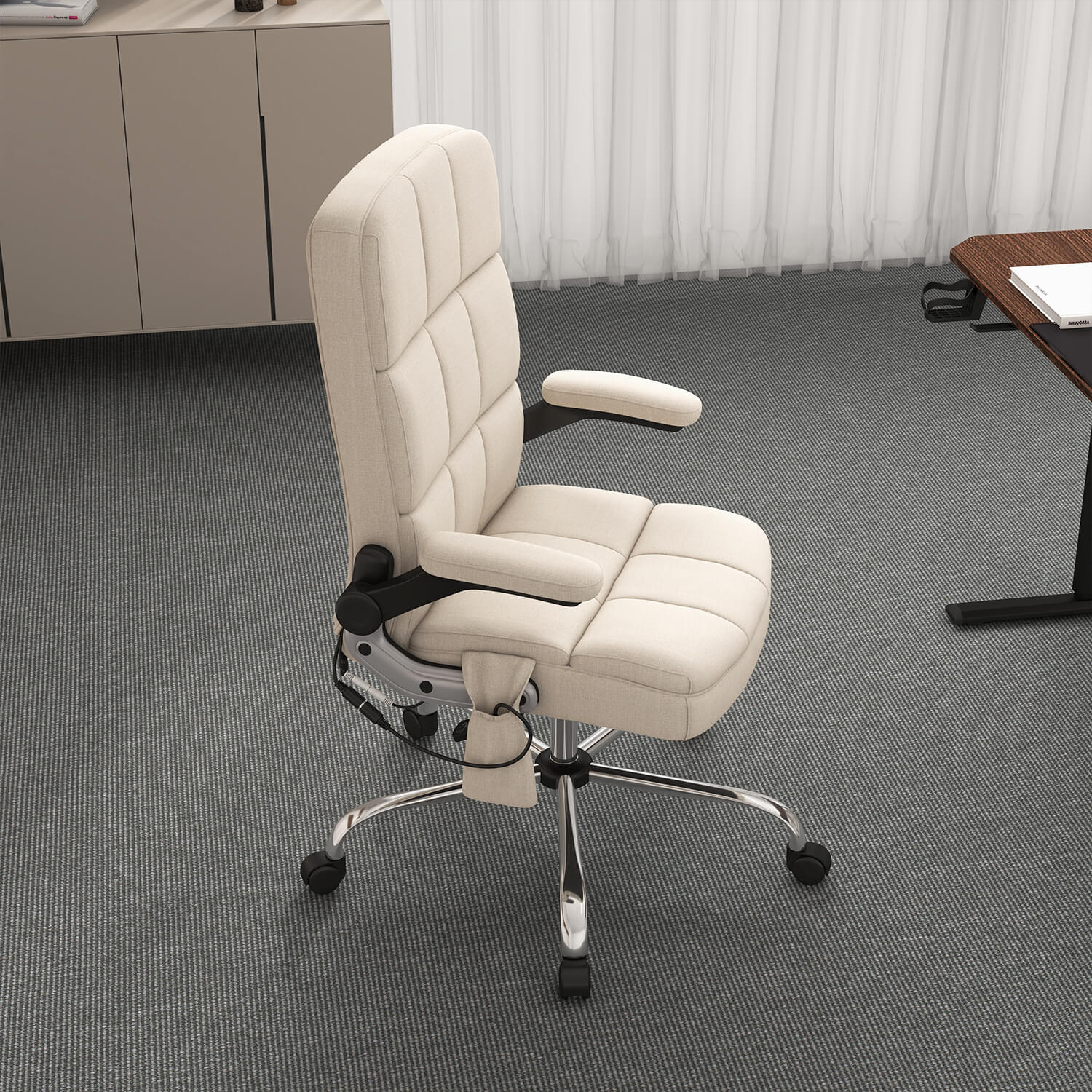 homall-office-b-rostuhl-stoff-mit-massagefunktion-grau image 3