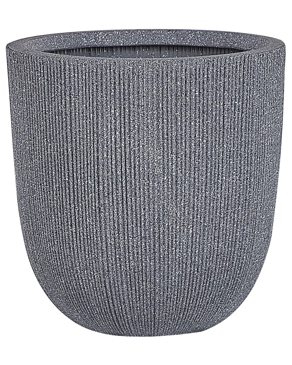 beliani-chios-blumentopf-kunstharz-44-cm-grau-rillen-l image 1