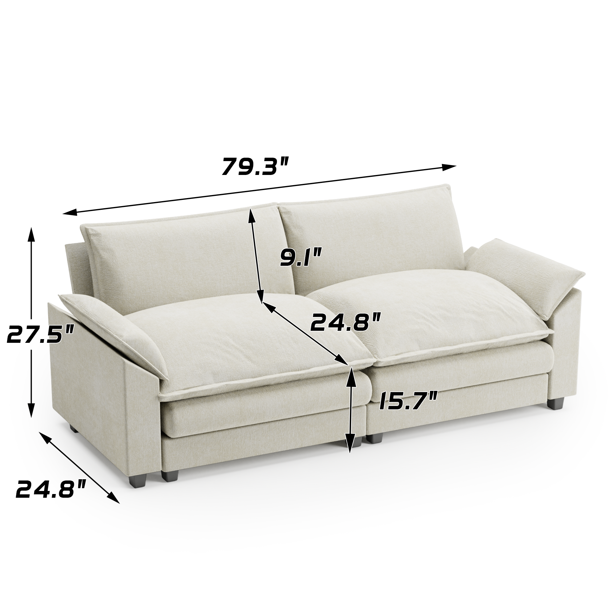 homall-sofa-loveseat-2-sitzer-couch-80-grau image 4