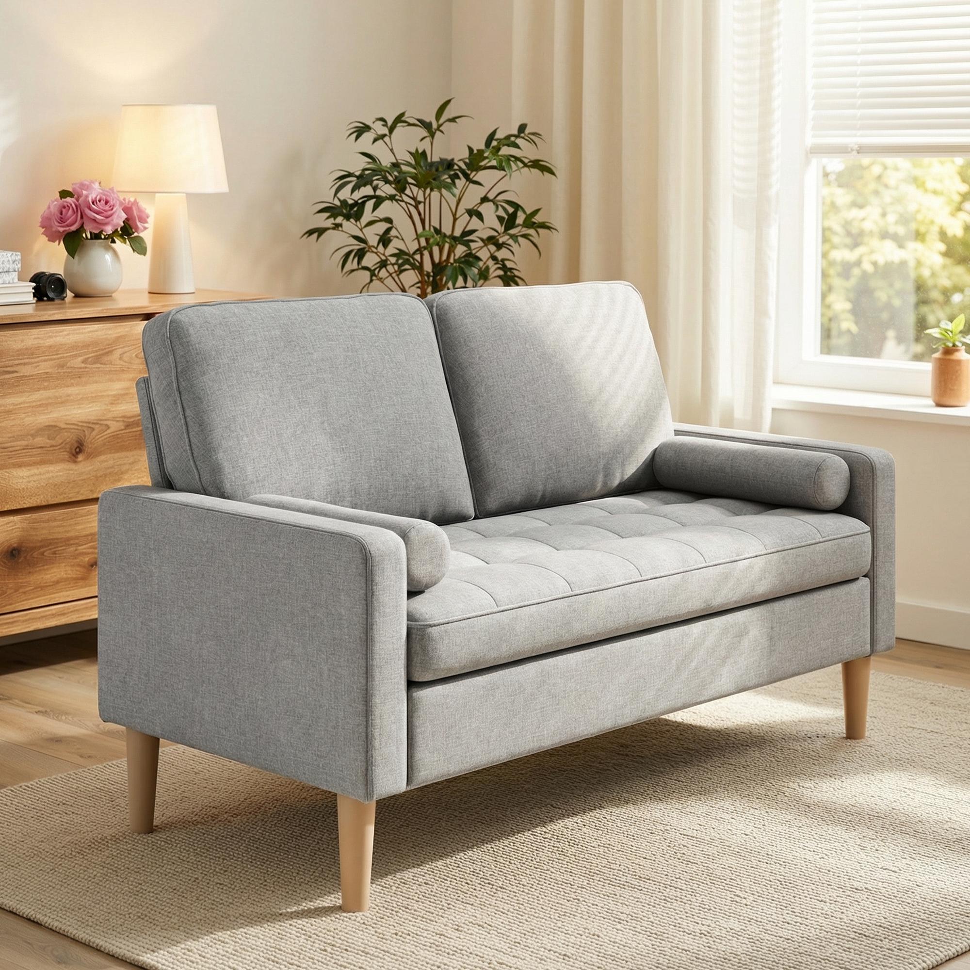 bealife-ar38-2-sitzer-sofa-grau-leinen-baumwolle-121-cm image 2