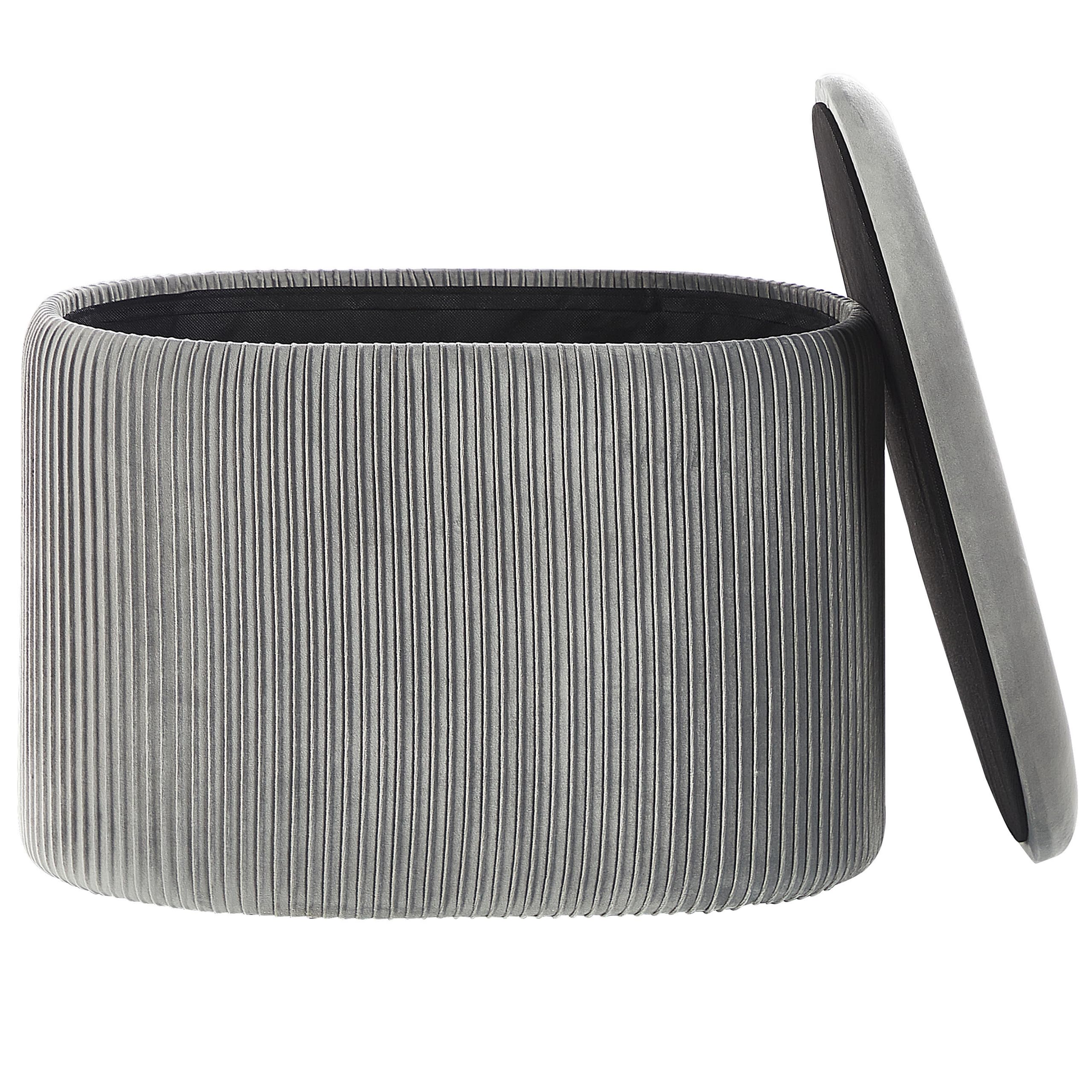 beliani-richland-pouf-55x35-cm-hellgrau-samt-mit-stauraum image 5