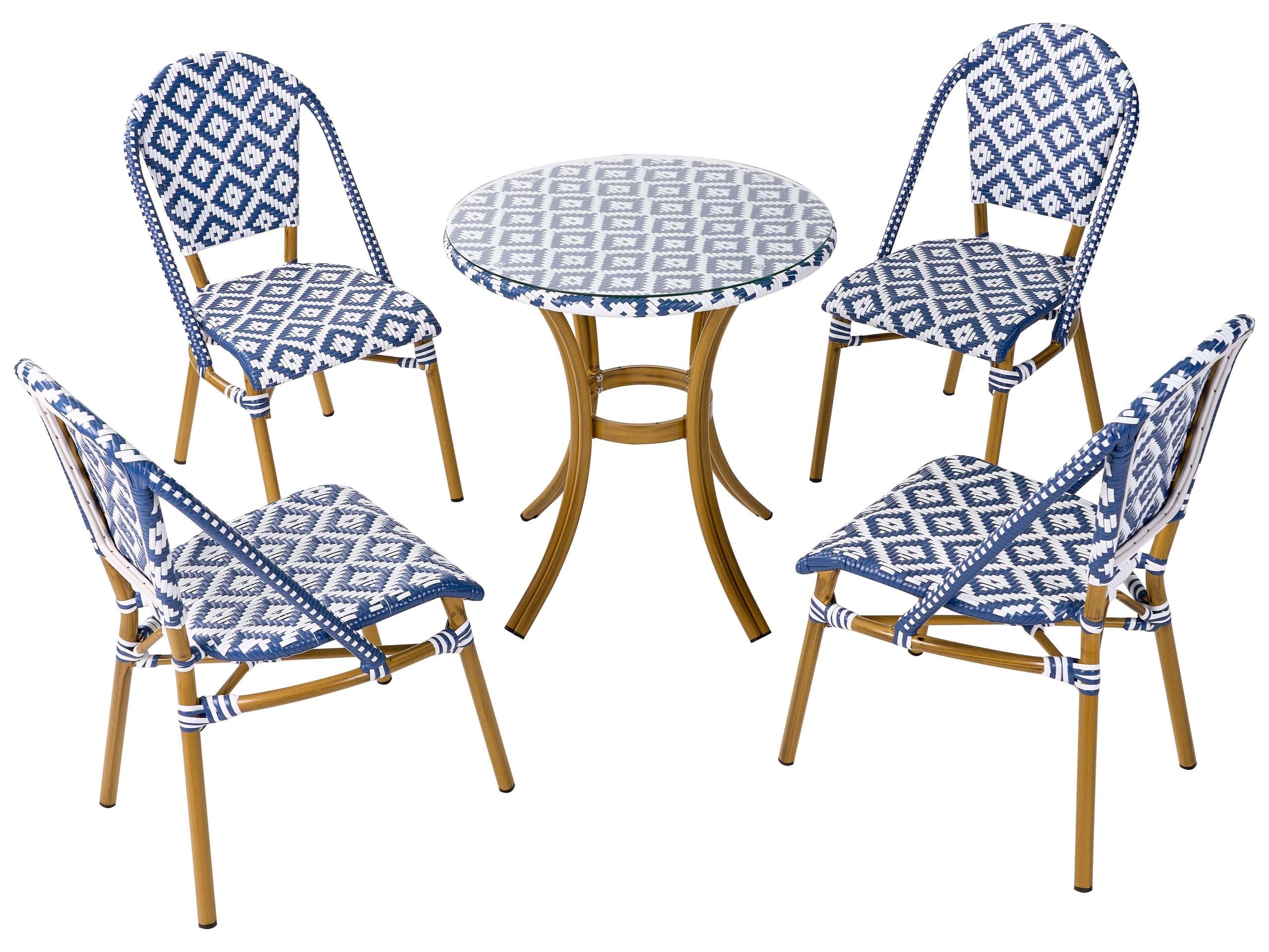 beliani-rifreddo-gartenset-rattan-blau-weiss-4-sitzer image 1