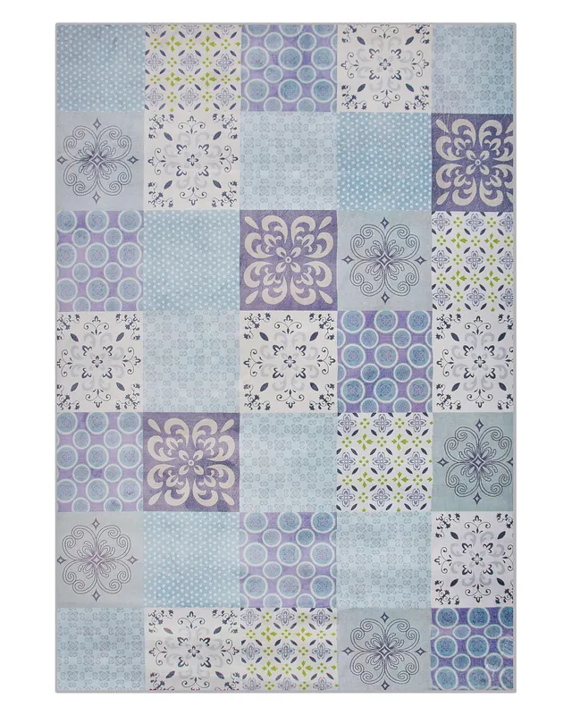 beliani-inkaya-teppich-140x200-cm-grau-mosaik-polyester image 1