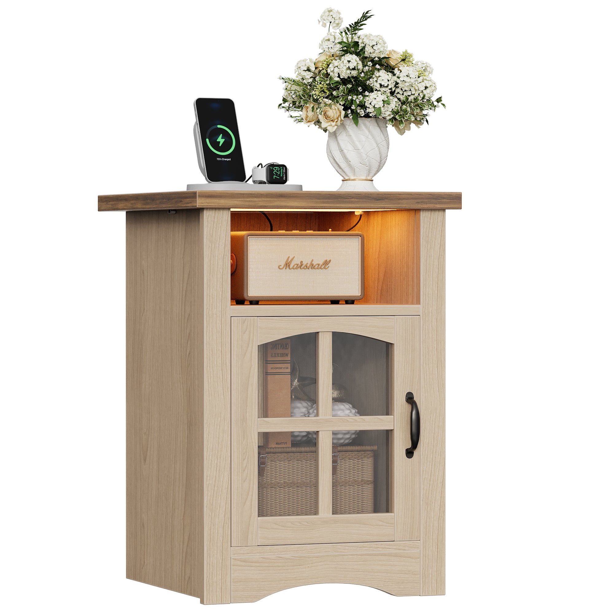 homall-bedroom-nachttisch-schwarz-2er-set-mit-led-usb image 4