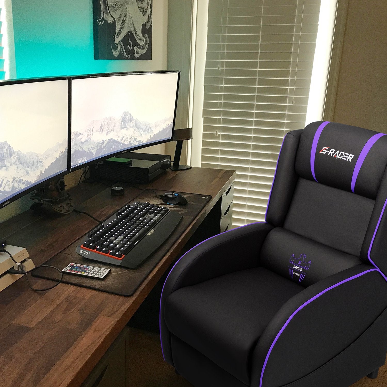 homall-gaming-recliner-gaming-sessel-blau-aus-kunstleder image 2