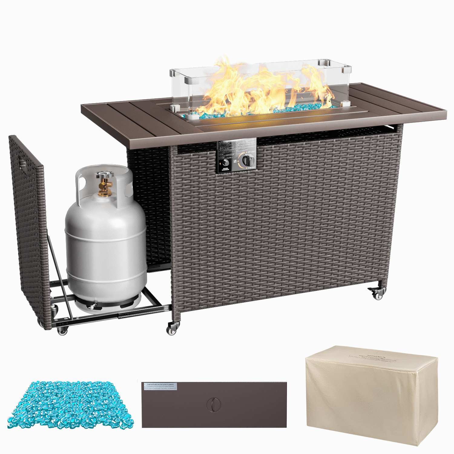 homall-feuertisch-rattan-gas-50000-btu-braun-rollen image 8