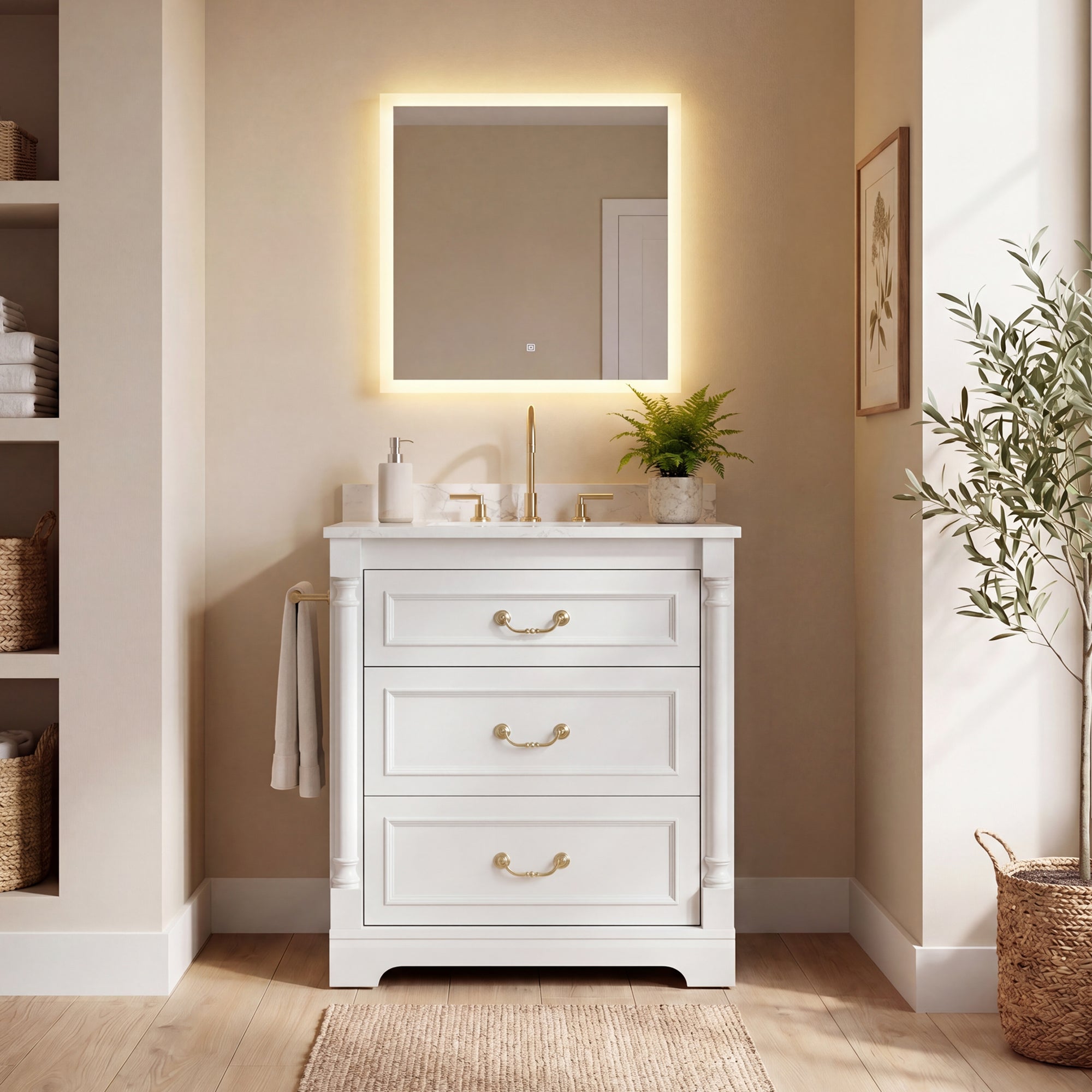 homall-bedroom-waschtisch-75cm-wei-keramik-3-schubladen image 3