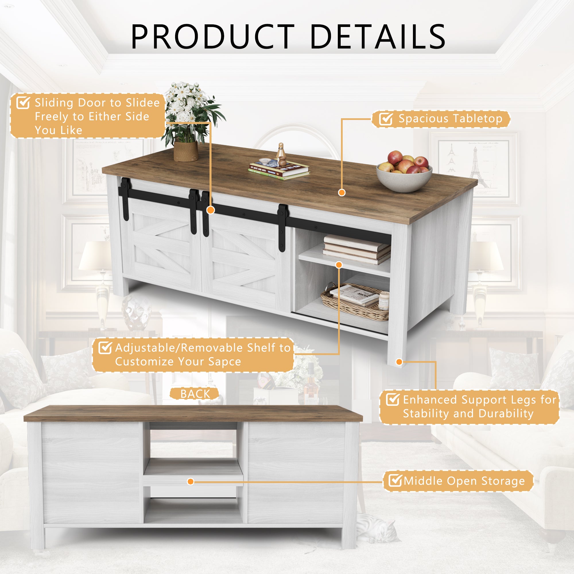 homall-coffee-table-couchtisch-grau-scheunentore-stauraum image 4