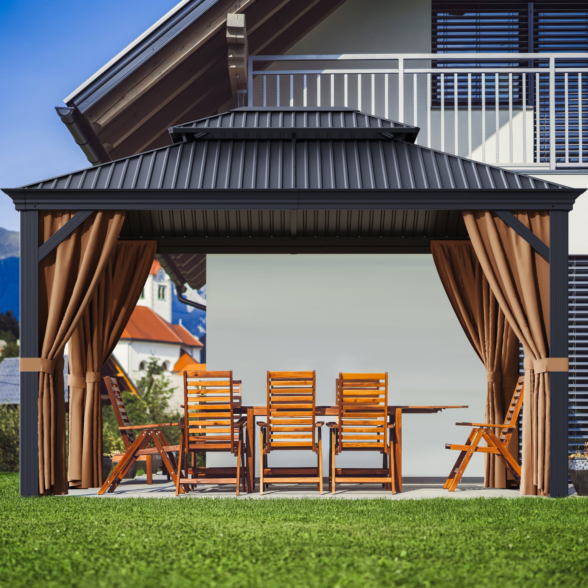 homall-patio-pavillon-3x3-6m-stahldach-mit-vorhang-netz image 3
