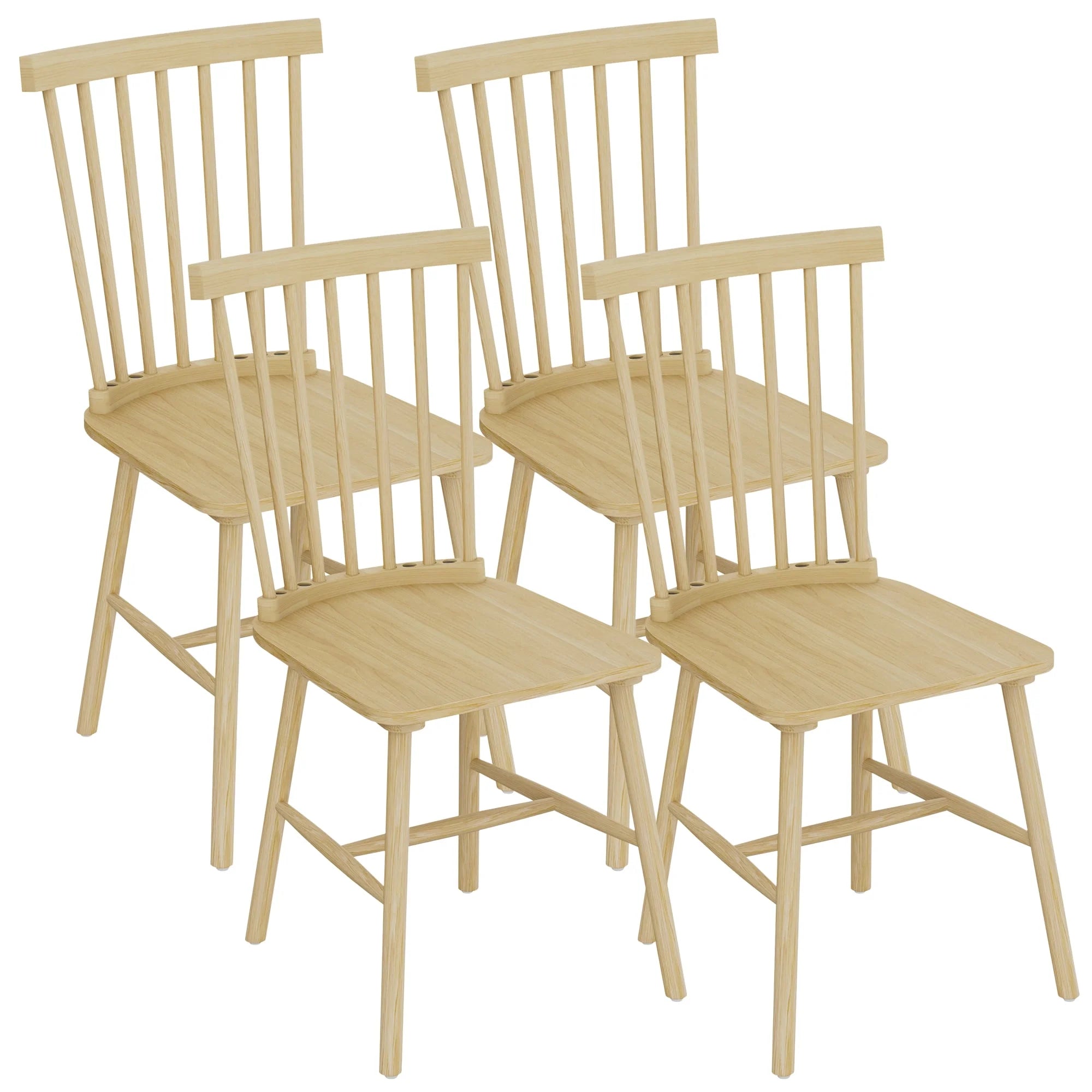 homall-modern-dining-chair-windsor-holzstuhl-4er-braun image 1