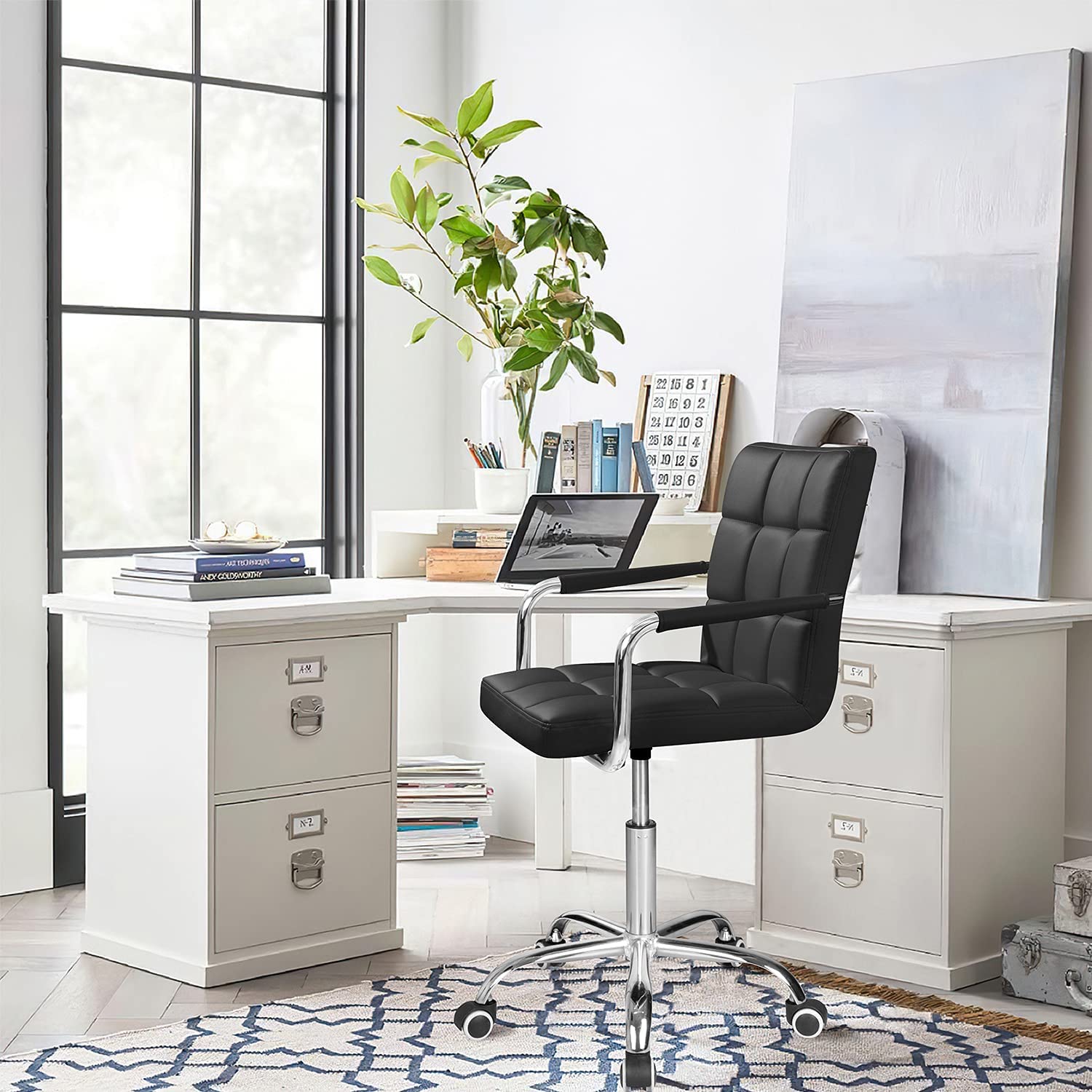 homall-office-leather-chair-b-rostuhl-schwarz-kunstleder-360 image 7