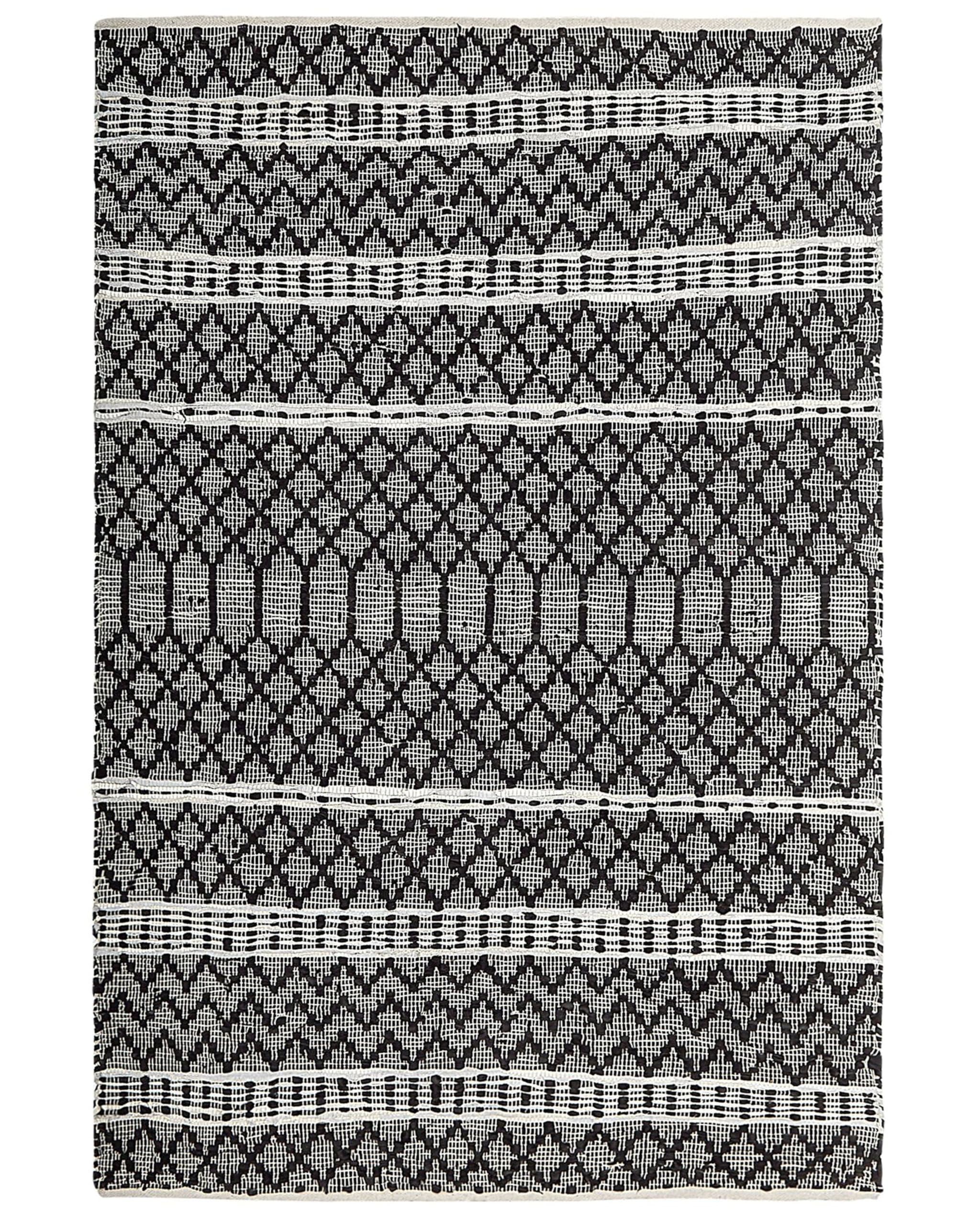 beliani-fehimli-teppich-140x200-cm-schwarz-beige-leder-kurzflor image 1