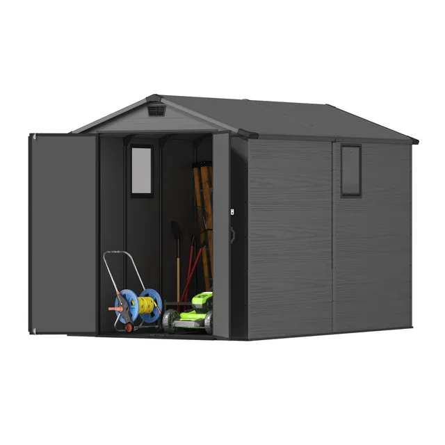 homall-metal-shed-6x10ft-ger-tehaus-dunkelgrau-holzoptik image 1